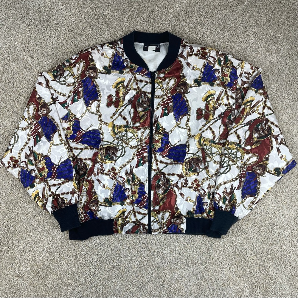 Vintage Royal pattern zip up windbreaker jacket